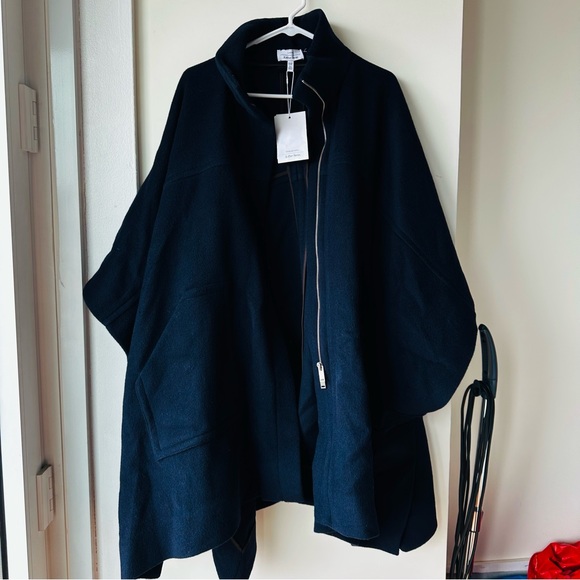 NWT & Other Stories Wool Blend Workwear Cape Coat in Navy Blue - Size XS/S - Picture 5 of 12